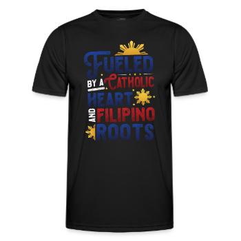 Katholisches Herz Und Philippinische Wurzeln - Männer Funktions-T-Shirt - Schwarz - Vorne - AI Model Male 178 dark (178cm)