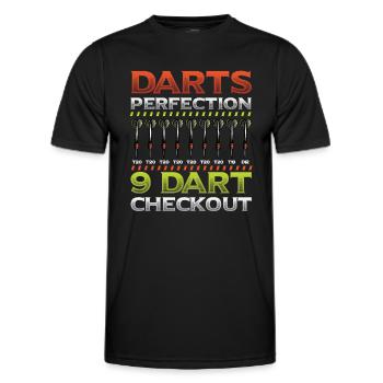 Dart Perfection, 9 Dart Checkout, Darts Player - Men's Functional T-Shirt - black - Front - AI Model Male 178 dark (178cm)