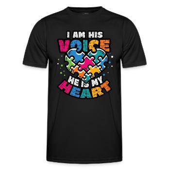 Ich Bin Seine Stimme, Er Ist Mein Herz - Männer Funktions-T-Shirt - Schwarz - Vorne - AI Model Male 178 dark (178cm)
