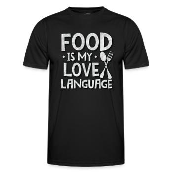 Essen Ist Meine Liebessprache - Männer Funktions-T-Shirt - Schwarz - Vorne - AI Model Male 178 dark (178cm)