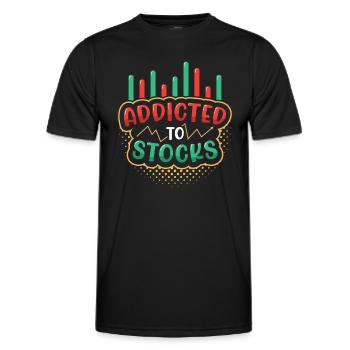 Accro aux actions, marché boursier baissier haussier - T-shirt sport Homme - noir - Devant - AI Model Male 178 dark (178cm)