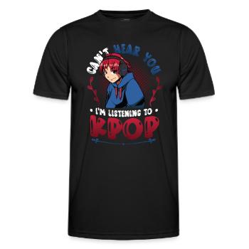 I don't hear you, I hear Kpop - Men's Functional T-Shirt - black - Front - AI Model Male 178 dark (178cm)