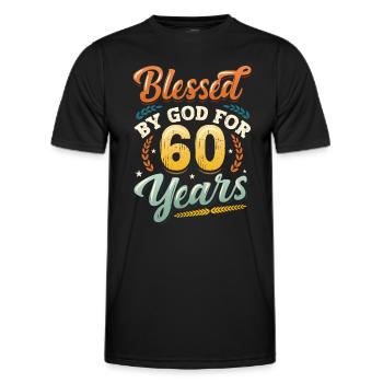 Religious by God for 60 years - Men's Functional T-Shirt - black - Front - AI Model Male 178 dark (178cm)