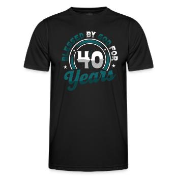 Religious by God for 40 years - Men's Functional T-Shirt - black - Front - AI Model Male 178 dark (178cm)
