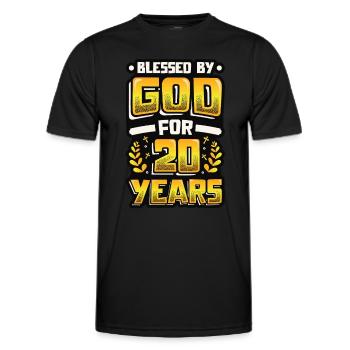 Religious by God for 20 years - Men's Functional T-Shirt - black - Front - AI Model Male 178 dark (178cm)