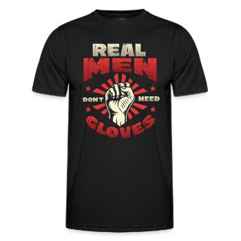 Echte Männer Brauchen Keine Handschuhe - Männer Funktions-T-Shirt - Schwarz - Vorne - AI Model Male 178 dark (178cm)