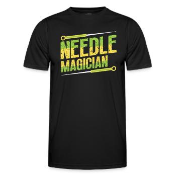 Magicien de l’aiguille, acupuncteur - T-shirt sport Homme - noir - Devant - AI Model Male 178 dark (178cm)