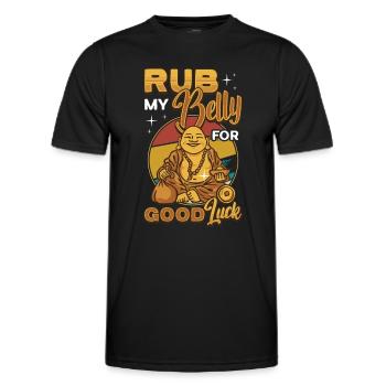 Rub My Belly For Good Luck, Funny Buddha - Männer Funktions-T-Shirt - Schwarz - Vorne - AI Model Male 178 dark (178cm)