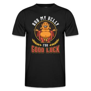 Rub My Belly For Good Luck, Funny Buddha - Männer Funktions-T-Shirt - Schwarz - Vorne - AI Model Male 178 dark (178cm)