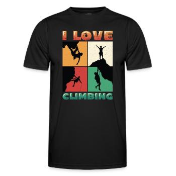 Ich Liebe Klettern, Felsklettern - Männer Funktions-T-Shirt - Schwarz - Vorne - AI Model Male 178 dark (178cm)