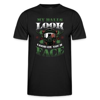 My balls look good on your face - Men's Functional T-Shirt - black - Front - AI Model Male 178 dark (178cm)