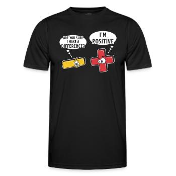 Signes moins et plus, jeu de mots mathématiques - T-shirt sport Homme - noir - Devant - AI Model Male 178 dark (178cm)