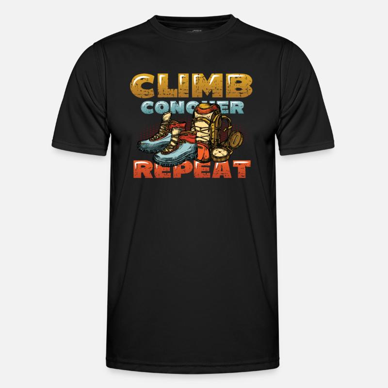 Climbing, conquering, repeating, mountaineering Men's Functional T-Shirt