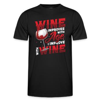 Le vin s’améliore avec l’âge - T-shirt sport Homme - noir - Devant - AI Model Male 178 dark (178cm)
