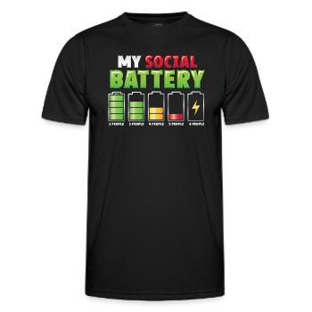 Meine Sozialbatterie - Asozialer Introvertierter - Männer Funktions-T-Shirt - Schwarz - Vorne - AI Model Male 178 dark (178cm)