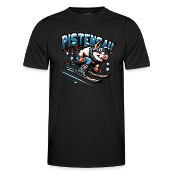 Skier Pig Pistensau Après-ski - Men's Functional T-Shirt - black - Front - AI Model Male 178 dark (178cm)