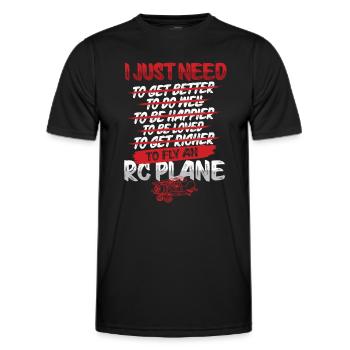 J’ai juste besoin de piloter une maquette d’avion en bâche rc - T-shirt sport Homme - noir - Devant - AI Model Male 178 dark (178cm)