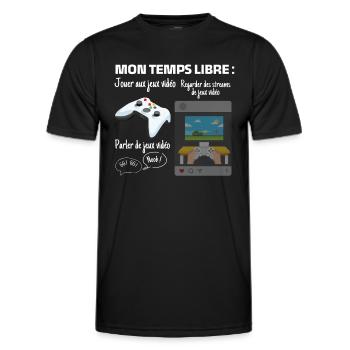 Mon temps libre : 100% gaming - T-shirt sport Homme - noir - Devant - AI Model Male 178 dark (178cm)
