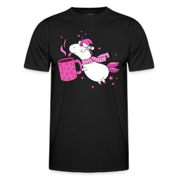 Mulled Wine Horn Unicorn Mulled Wine Christmas Funny - Men's Functional T-Shirt - black - Front - AI Model Male 178 dark (178cm)