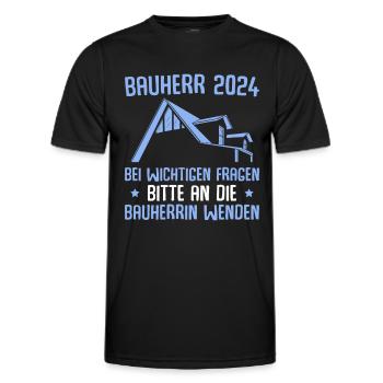 Hausbau 2024 Häuslebauer Bauherr - Männer Funktions-T-Shirt - Schwarz - Vorne - AI Model Male 178 dark (178cm)