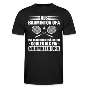 Badminton Opa Federball Vatertag Großvater - Männer Funktions-T-Shirt - Schwarz - Vorne - AI Model Male 178 dark (178cm)