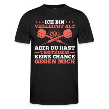 Dart Spieler Ich bin vielleicht alt - Männer Funktions-T-Shirt - Schwarz - Vorne - AI Model Male 178 dark (178cm)