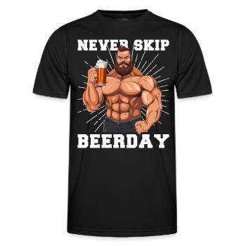 Booze Bodybuilding Gym Never Skip Beerday - Men's Functional T-Shirt - black - Front - AI Model Male 178 dark (178cm)