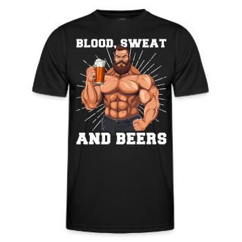 Bodybuilder Gym Beer Blood Sweat And Beers - Men's Functional T-Shirt - black - Front - AI Model Male 178 dark (178cm)