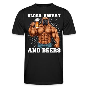 Bodybuilder Gym Bier Blood Sweat And Beer - Men's Functional T-Shirt - black - Front - AI Model Male 178 dark (178cm)