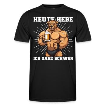 Bodybuilder Gym Beer | Today I'm lifting very hard - Men's Functional T-Shirt - black - Front - AI Model Male 178 dark (178cm)