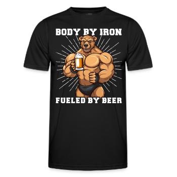 Bodybuilder Gym Beer | Body by iron - Men's Functional T-Shirt - black - Front - AI Model Male 178 dark (178cm)