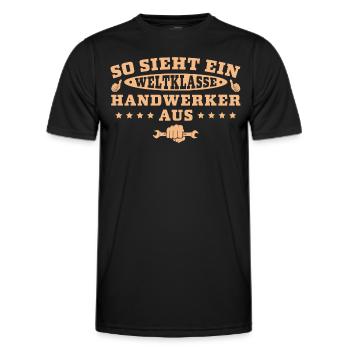 So sieht ein weltklasse Handwerker aus - Männer Funktions-T-Shirt - Schwarz - Vorne - AI Model Male 178 dark (178cm)