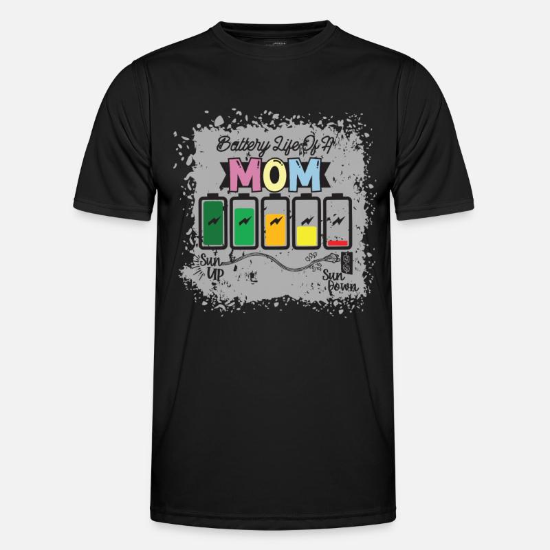 Batterielebensdauer Einer Mutter - Männer Funktions-T-Shirt - Schwarz