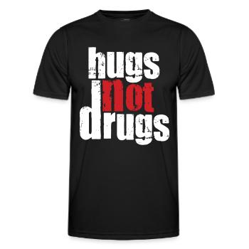 Des câlins au lieu de drogues - T-shirt sport Homme - noir - Devant - AI Model Male 178 dark (178cm)