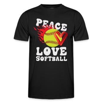 Mädchen Frieden Liebe Softball - Männer Funktions-T-Shirt - Schwarz - Vorne - AI Model Male 178 dark (178cm)