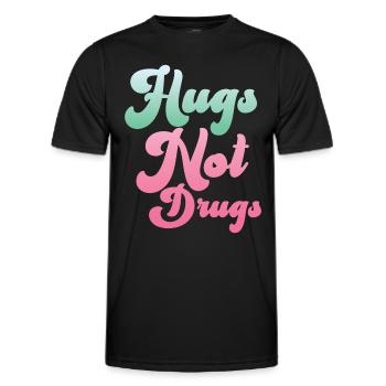Des câlins au lieu de drogues - T-shirt sport Homme - noir - Devant - AI Model Male 178 dark (178cm)