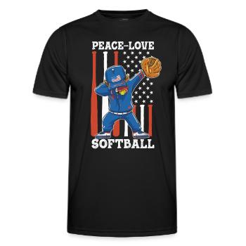 Mädchen Frieden Liebe Softball - Männer Funktions-T-Shirt - Schwarz - Vorne - AI Model Male 178 dark (178cm)