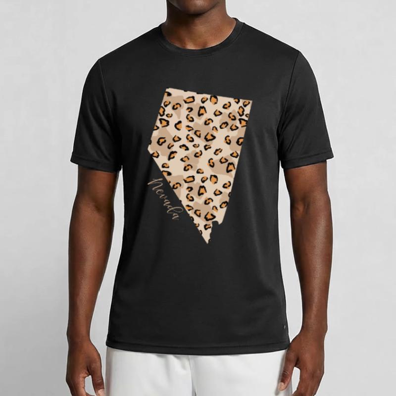 Nevada Leopard Pattern Map Leo Men's Functional T-Shirt