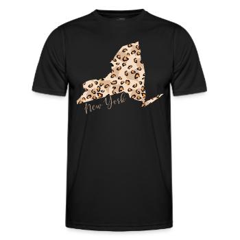 Leopard print map New York State - Men's Functional T-Shirt - black - Front - AI Model Male 178 dark (178cm)