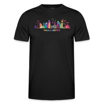 Manchester Skyline Manchester - Männer Funktions-T-Shirt - Schwarz - Vorne - AI Model Male 178 dark (178cm)