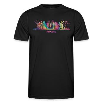 Prague skyline cityscape Prague - Men's Functional T-Shirt - black - Front - AI Model Male 178 dark (178cm)