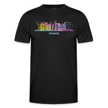 Prague skyline cityscape Prague - Men's Functional T-Shirt - black - Front - AI Model Male 178 dark (178cm)