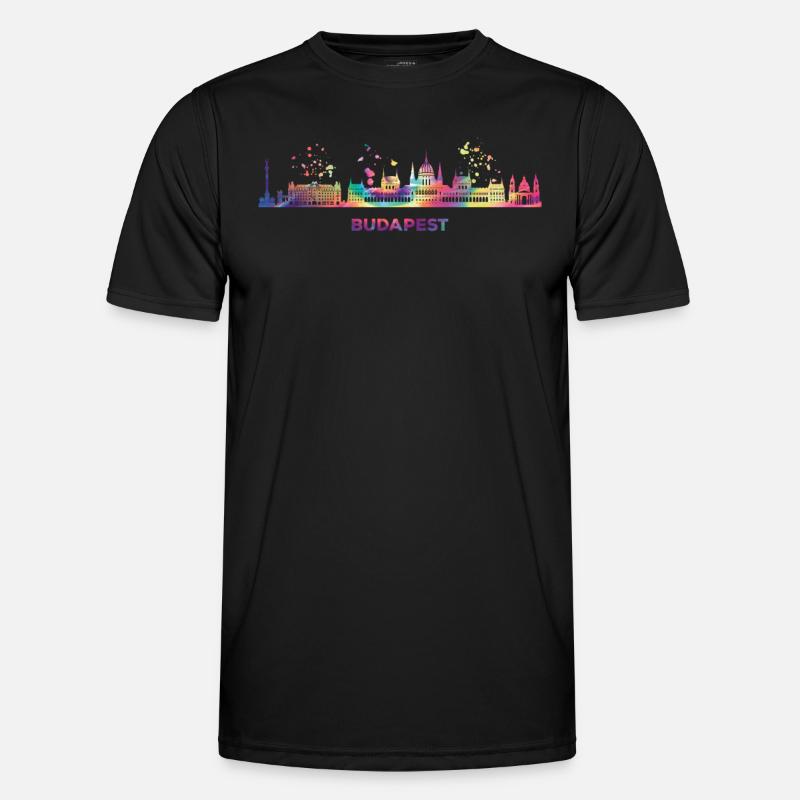Budapester Skyline Budapest - Männer Funktions-T-Shirt - Schwarz