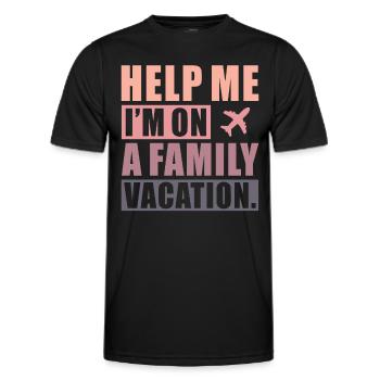 Au secours, je suis en vacances en famille - T-shirt sport Homme - noir - Devant - AI Model Male 178 dark (178cm)