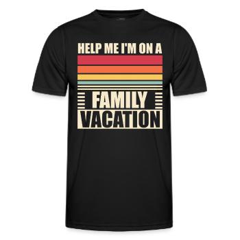 Au secours, je suis en vacances en famille - T-shirt sport Homme - noir - Devant - AI Model Male 178 dark (178cm)