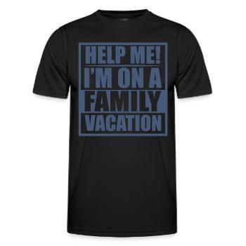 Au secours, je suis en vacances en famille - T-shirt sport Homme - noir - Devant - AI Model Male 178 dark (178cm)