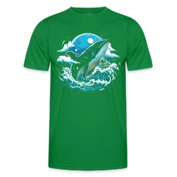 Space Whale Imagination - Men's Functional T-Shirt - kelly green - Front - AI Model Male 178 dark (178cm)