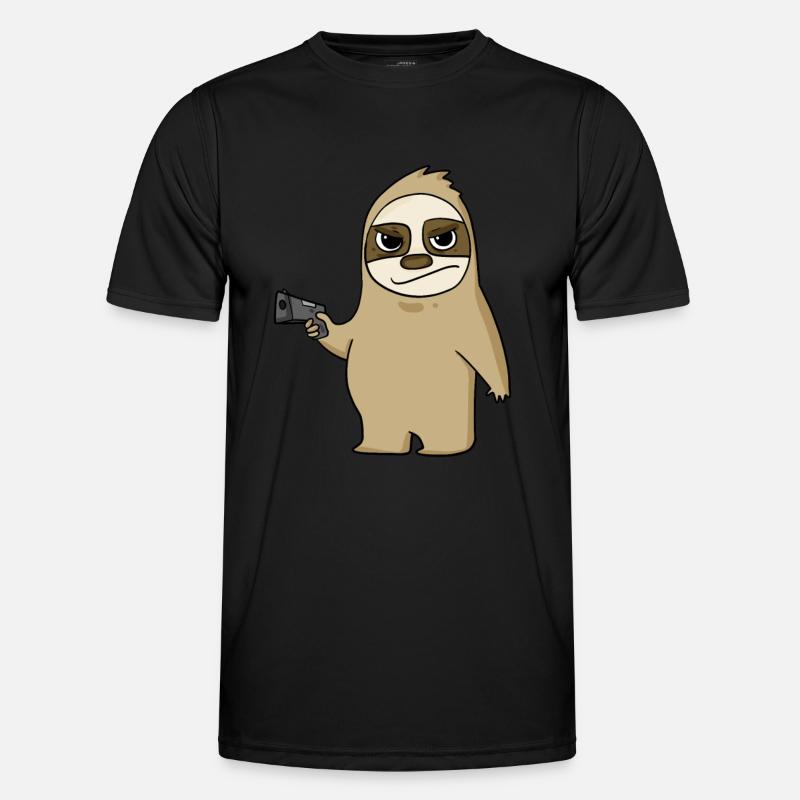 Faultier mit Pistole Männer Funktions-T-Shirt