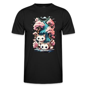 chaton kawaii mignon japon - T-shirt sport Homme - noir - Devant - AI Model Male 178 dark (178cm)