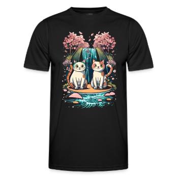chaton kawaii mignon japon - T-shirt sport Homme - noir - Devant - AI Model Male 178 dark (178cm)
